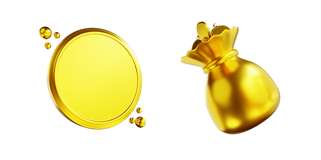 Gold Coin & Money Bag 3D Cursor