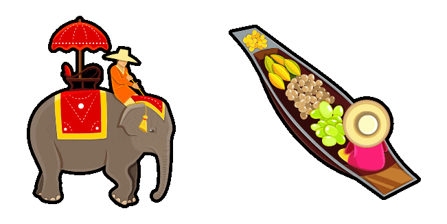 Thailand Elephant & Market Boat Animated Cursor