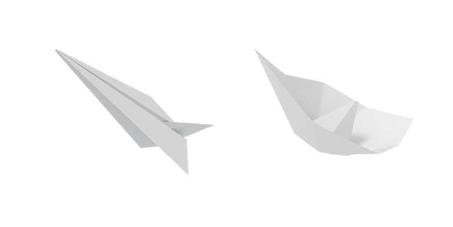 White Paper Plane & Paper Boat 3D Cursor