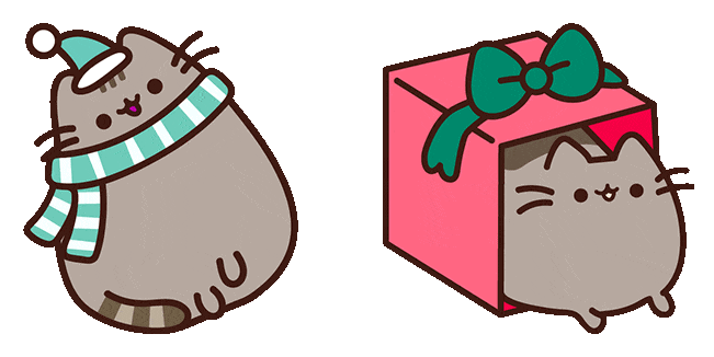 Christmas Pusheen in Gift Box Animated Cursor