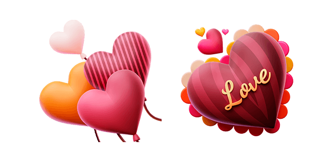Love Heart Balloons 3D Cursor