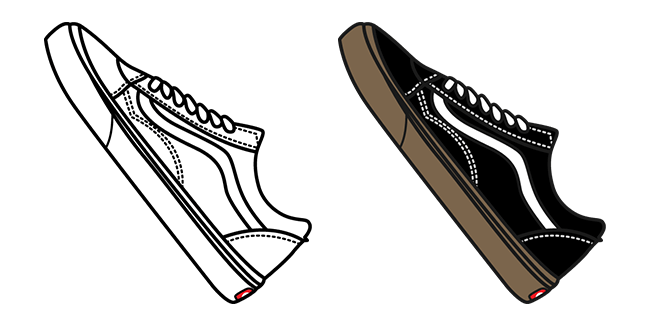 White & Black Vans Old Skool Cursor