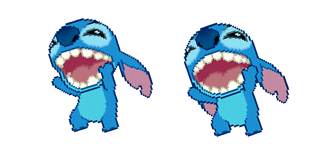 Stitch & Hearts Pixel Animated Cursor