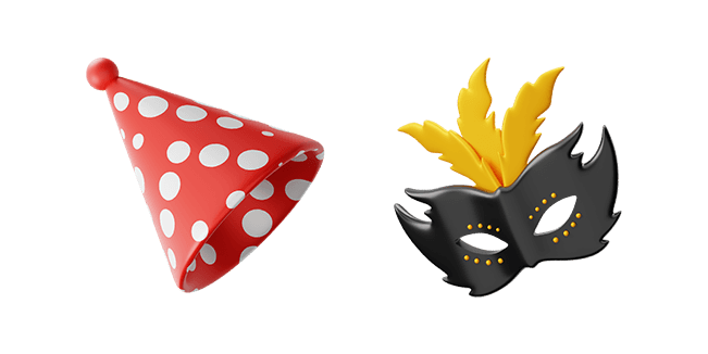 Party Hat & Carnival Mask 3D Cursor