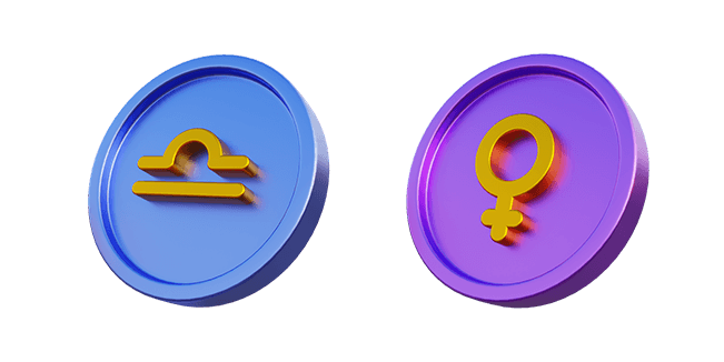 Libra Sign & Venus 3D Cursor