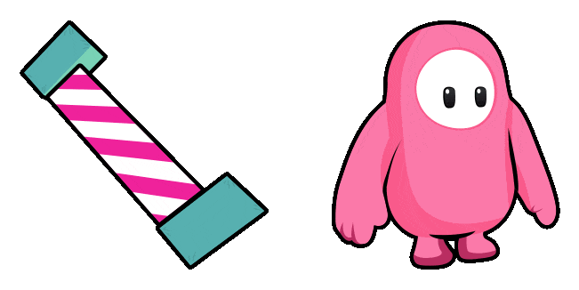 Pink Fall Guy & Wall Animated Cursor