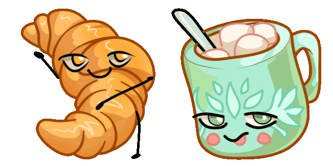 Cute Croissant & Cup Animated Cursor