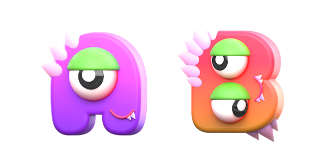 Monster Alphabet A & B 3D Cursor