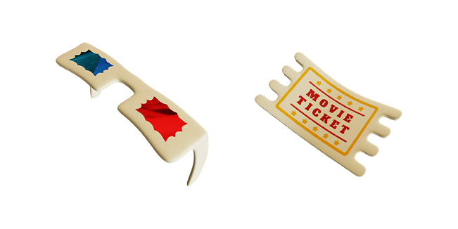 3D Glass & Movie Ticket 3D Cursor