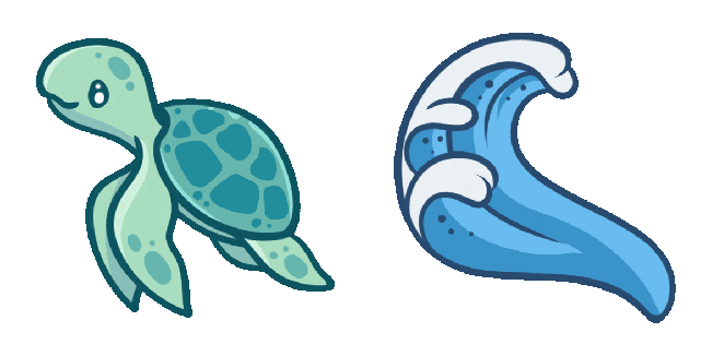 Aqua Turtle & Wave Animated Cursor