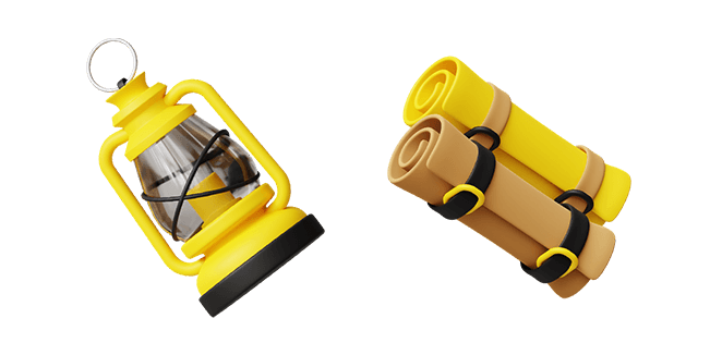 Yellow Kerosene Lamp & Two Hiking Carpets 3D Cursor