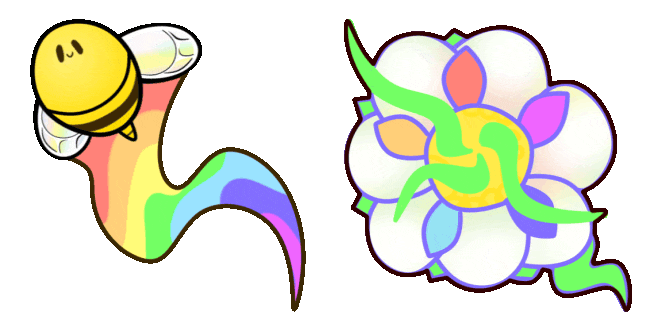 Rainbow Bee & Flower Animated Cursor
