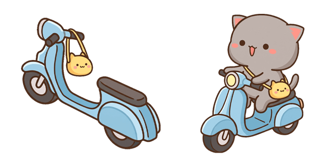Mochi Cat Riding Blue Scooter Cursor