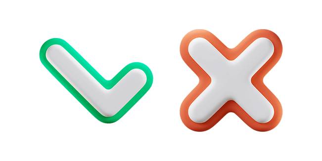 Green Check Mark & Red Cross Mark 3D Cursor