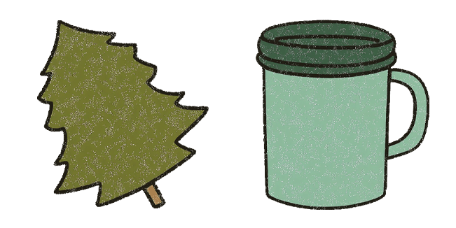 Cozy Winter Pine Tree & Enamel Mug Cursor