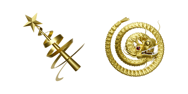 Golden Christmas Tree & Dragon 3D Cursor