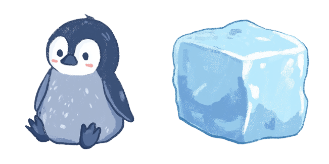 Kawaii Baby Penguin & Ice Cube Cursor