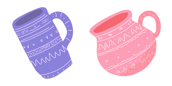 Boho Ceramic Purple & Pink Mugs Cursor