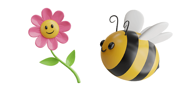 Cute Flower & Honey Bee 3D Cursor