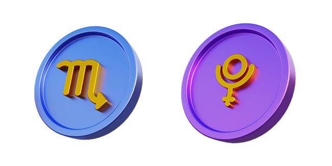Scorpio Sign & Pluto 3D Cursor