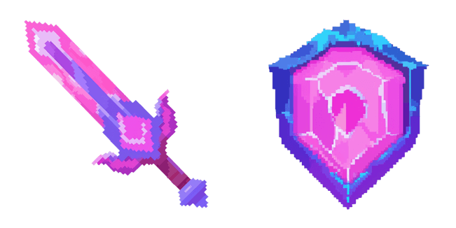 Pixel Crystal Sword & Royal Shield Cursor