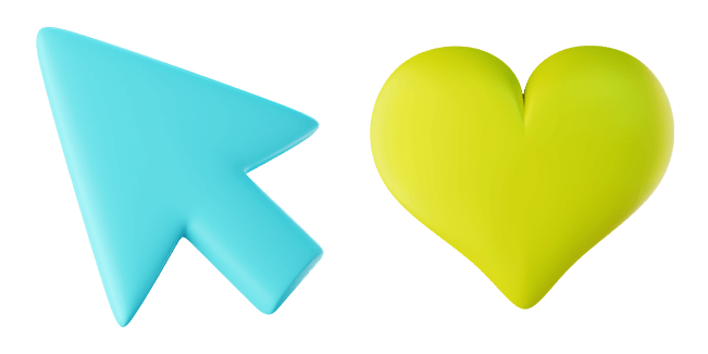 Blue Arrow & Green Heart 3D Cursor
