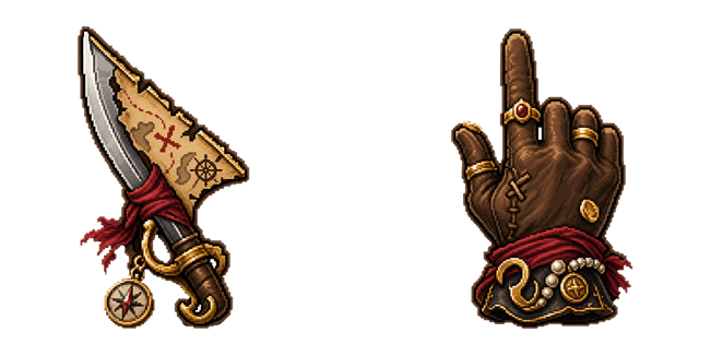Pirate Dagger & Captain Hand Pixel Cursor