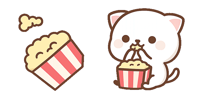 Cute Kitty Eats Popcorn Animated Cursor