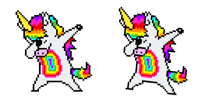 Dabbing Rainbow Unicorn Pixel Animated Cursor
