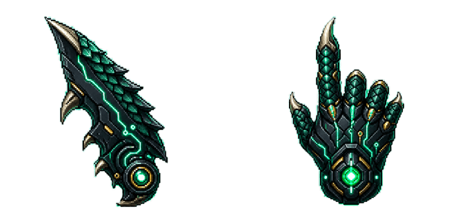 Cyber Dragon Scale & Claw Pixel Cursor