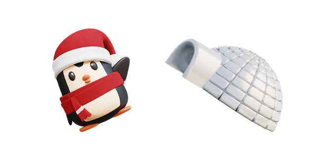Winter Penguin & Igloo 3D Cursor