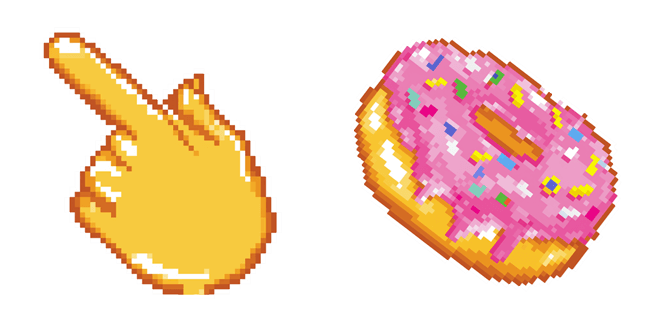 Pixel Hand & Pink Donut Cursor