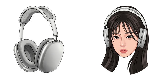 ILLIT Minju & AirPods Max Cursor