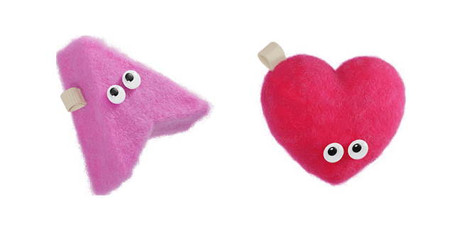 Wooly Pink Arrow & Red Heart 3D Cursor