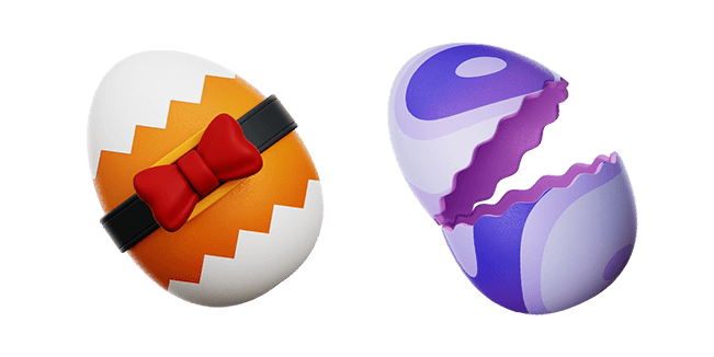 Easter Egg With Ribbon Tie & Egg Shell 3D Cursor