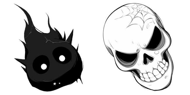 Scary Black Monster & White Skull Cursor