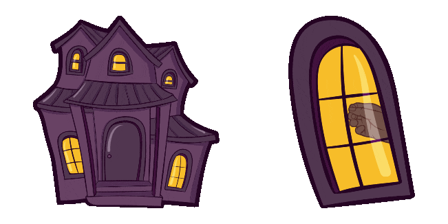 Halloween Purple Haunted House Animated Cursor