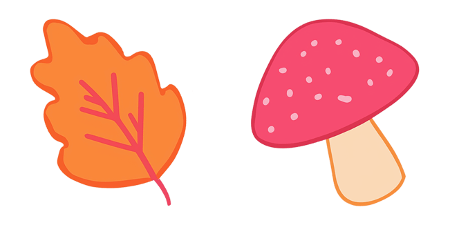 Orange Autumn Leaf & Forest Mushroom Cursor