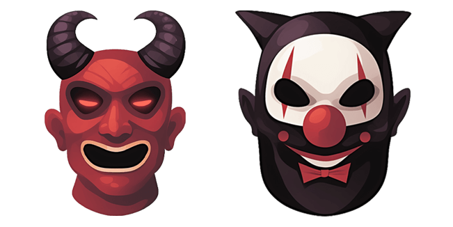 Red Demon & Dark Clown Halloween Mask Cursor