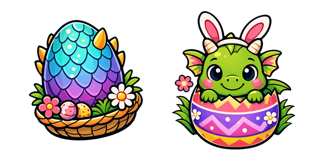 Easter Cute Dragon & Egg Cursor