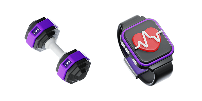 Dumbbell & Fitness Watch 3D Cursor