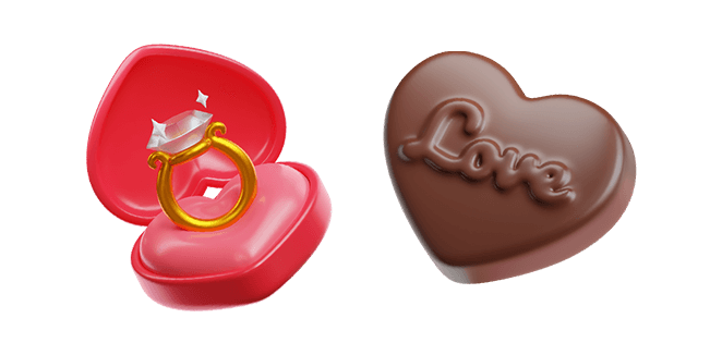 Wedding Ring & Chocolate Love 3D Cursor