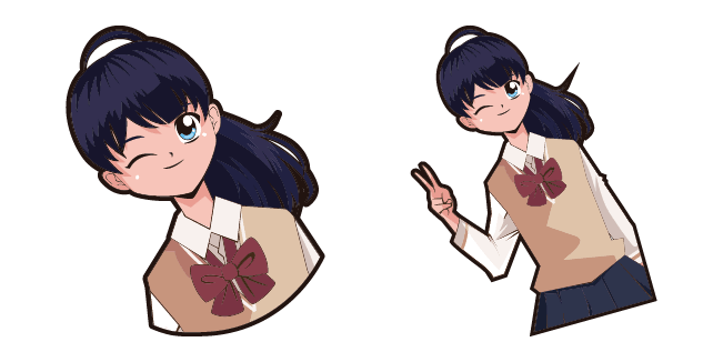 Cute Anime School Girl Winking Cursor