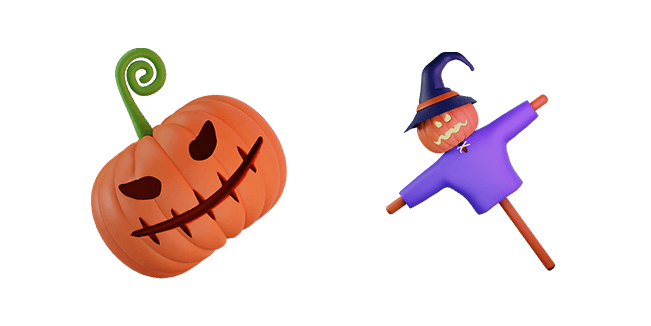 Scary Pumpkin & Scarecrow 3D Cursor