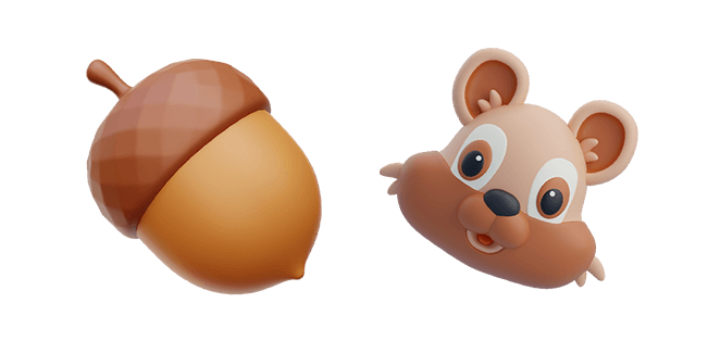 Acorn & Squirrel Head 3D Cursor