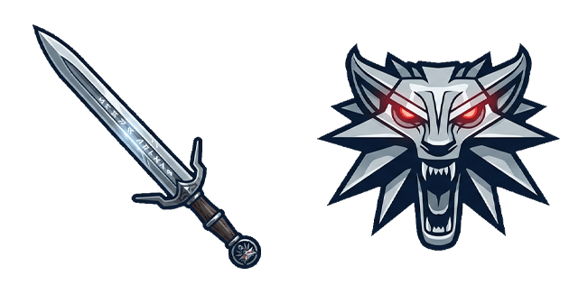The Witcher Wolf Medallion & Silver Sword Cursor