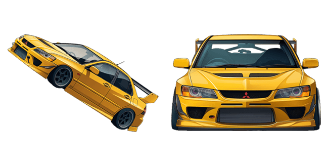 Yellow Mitsubishi Lancer Evolution IX Cursor