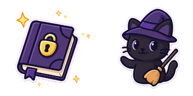 Halloween Witchy Cat & Secret Book Animated Cursor