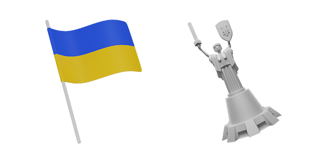 Ukraine Flag & Motherland Monument 3D Cursor