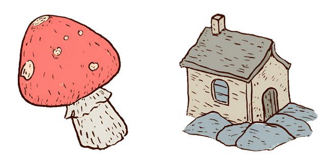 Cottagecore Mushroom & Stone Cottage Cursor